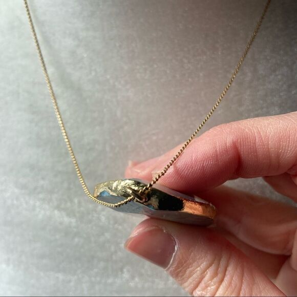 Speckled blue dragon veins agate stone pendant boho necklace - Picture 7 of 10